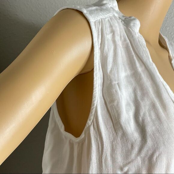 Anthropologie Cloth & Stone Sleeveless Blouse White High Low Hem Sheer Sz Small - Picture 5 of 13